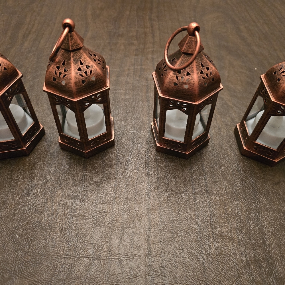 4 Bronze Lanterns - Battery Operated